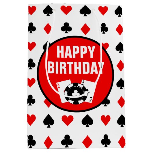 ブラックカ赤と白ジノチップス&カード ミディアムペーパーバッグ (正面)