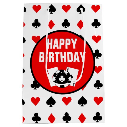 ブラックカ赤と白ジノチップス&カード ミディアムペーパーバッグ (裏面)