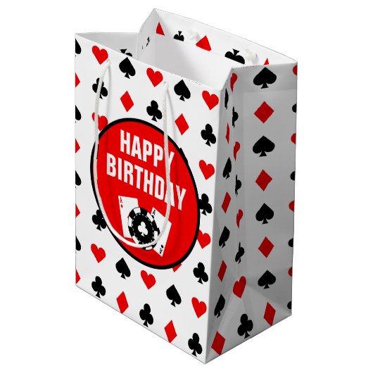 ブラックカ赤と白ジノチップス&カード ミディアムペーパーバッグ (裏面アングル)