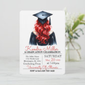 ブラックガウン水彩卒業招待状 招待状 (スタンド正面)