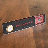 "ブラックガット"ウェットフライ、フライタイイング&魚釣りアート デスクネームプレート (側面)