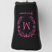 ブラックガーリーにピンクのモノグラム ゴルフヘッドカバー (回転90)