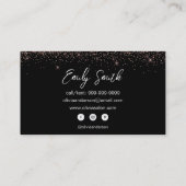 ブラックガーリーバラ金ゴールド赤面ピンクグリッター 名刺 (裏面)