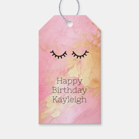 ブラックガーリーピンクグラム金ゴールドまつ毛 ギフトタグ (正面)