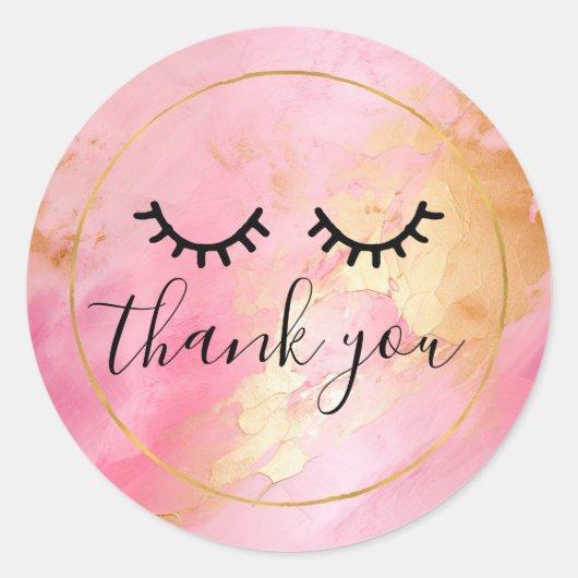 ブラックガーリーピンクグラム金ゴールドまつ毛 ラウンドシール (正面)