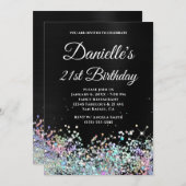 ブラックガーリーホログラデーショングリッター21歳 招待状 (正面/裏面)