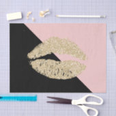 ブラックガーリー赤面ピンクシックグリッターリップ 薄葉紙 (クラフト)