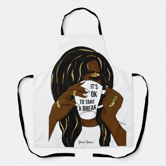 ブラックガールアフロアメリカン女性インスピレーションQuote エプロン (正面)