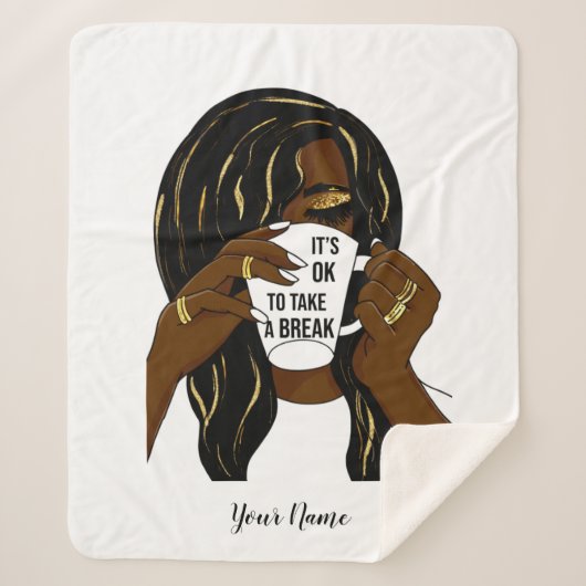 ブラックガールアフロアメリカン女性インスピレーションQuote シェルパブランケット (正面)