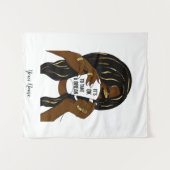 ブラックガールアフロアメリカン女性インスピレーションQuote タペストリー (正面(横))