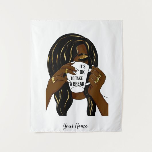 ブラックガールアフロアメリカン女性インスピレーションQuote タペストリー (正面)