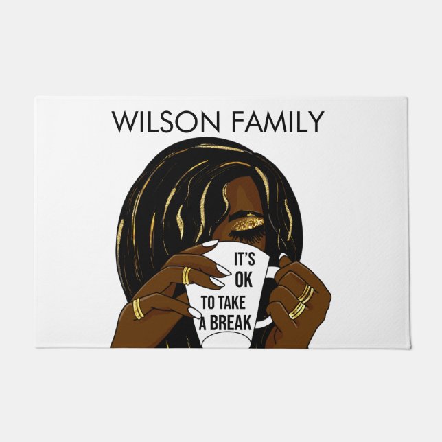 ブラックガールアフロアメリカン女性インスピレーションQuote ドアマット (正面)