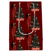 ブラックガールアフロクリスマス抱き枕 ミディアムペーパーバッグ (裏面)