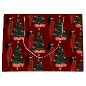 ブラックガールアフロクリスマス抱き枕 ラージペーパーバッグ (正面)