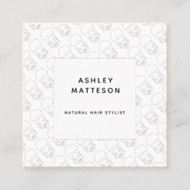 ブラックガールアフロナチュラル美容師ホワイトブラック スクエア名刺