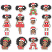 ブラックガールクリスマスデカールメラニンクリスマスデカール シール (正面)