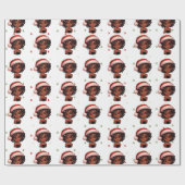 ブラックガールクリスマスラッピング紙 ラッピングペーパー (フラット)