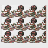 ブラックガールクリスマスリースラッピング紙 ラッピングペーパー (フラット)