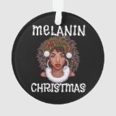 ブラックガールクリスマス魔法メラニン醜いクリスマス汗 オーナメント (裏面)
