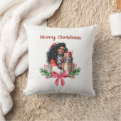 ブラックガールクリスマス クッション (ブランケット)