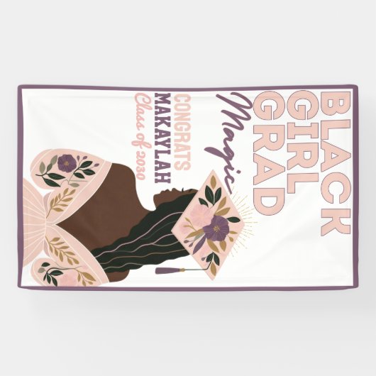 ブラックガールグラード魔法フローラ卒業 横断幕 (横)