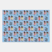 ブラックガールサッカーパーソナライズされた ラッピングペーパーシート (正面3)