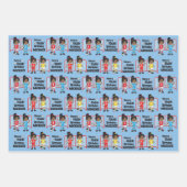 ブラックガールサッカーパーソナライズされた ラッピングペーパーシート (正面2)