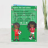 ブラックガールズサッカーワード検索ハッピーバースデー カード (裏面)