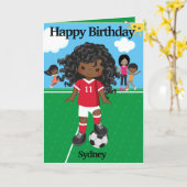 ブラックガールズサッカーワード検索ハッピーバースデー カード (黄色い花)