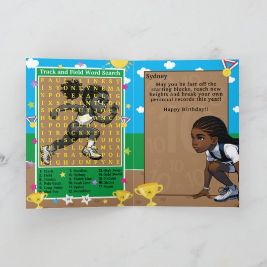 ブラックガールズトラックスターワードサーチハッピーバースデー カード (内部)