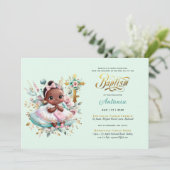 ブラックガールズバプテスピンク金ゴールドフローラクロス 招待状 (スタンド正面)