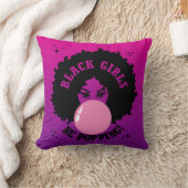 ブラックガールズビーズポッピングかわいいコスメティックバッグ クッション (ブランケット)
