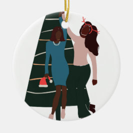 ブラックガールズフレンド最高のスクリスマス セラミックオーナメント