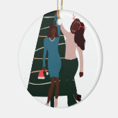 ブラックガールズフレンド最高のスクリスマス セラミックオーナメント (左)