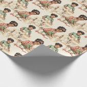 ブラックガールズベーキングクリスマスクッキーヴィンテージ ラッピングペーパー (角)