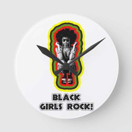 ブラックガールズロック！ ラウンド壁時計 (正面)