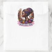 ブラックガールズ読ロゴのシール – Afrocentric Vinyl ラウンドシール (バッグ)