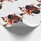 ブラックガールトナカイ包装紙 ラッピングペーパー (角)