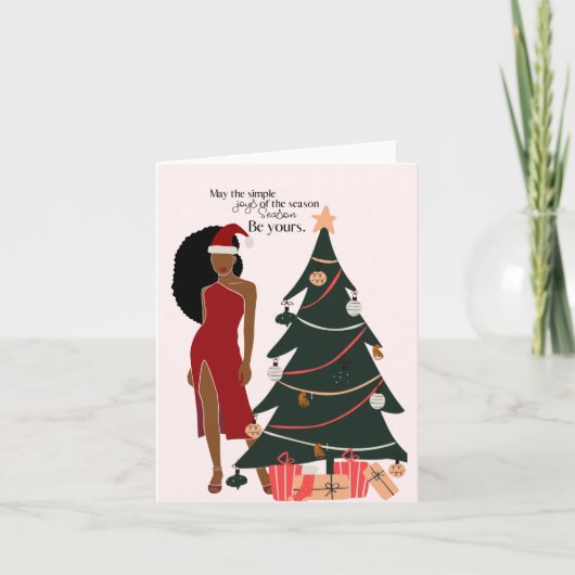 ブラックガールナチュラルヘアクリスマスカード カード (正面)