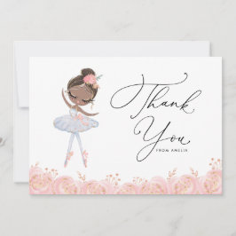 ブラックガールバレリーナインホワイトドレス誕生日 サンキューカード