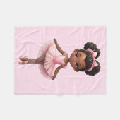 ブラックガールピンクバレリナバレエ フリースブランケット (正面(横))