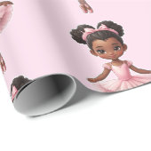 ブラックガールピンクバレリナバレエ ラッピングペーパー (ロールコーナー)