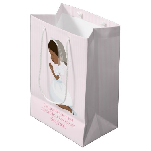 ブラックガールファーストコミュニオン抱き枕 ミディアムペーパーバッグ (正面アングル)