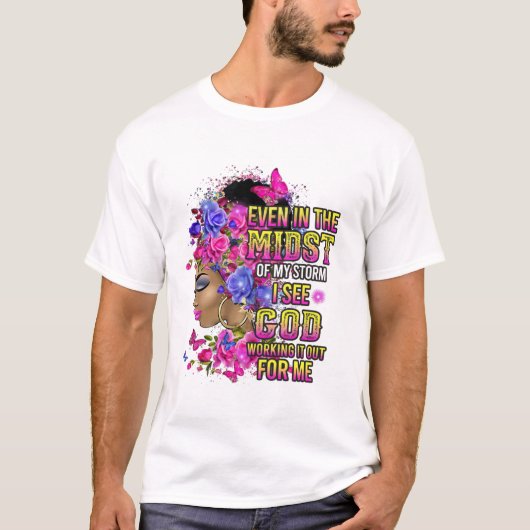 ブラックガールフローラ偶数 Tシャツ (正面)