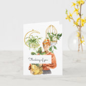 ブラックガールプラントラバー考えツ・オブ・ユー カード (黄色い花)