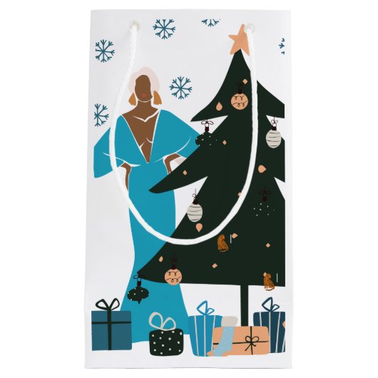 ブラックガールホワイトヘアクリスマス抱き枕 スモールペーパーバッグ (正面)