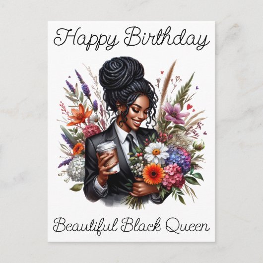 ブラックガールマジック バースデー シスタ メラニン ウーマン ポストカード (正面)