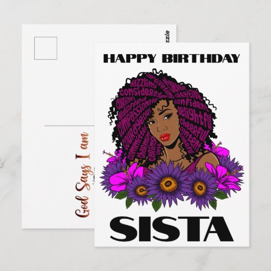 ブラックガールマジック バースデー シスタ メラニン ウーマン ポストカード (正面/裏面)
