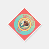 ブラックガールマーメイド誕生日 スタンダードカクテルナプキン (角)