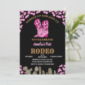 ブラックガールラウンドファーストロデオ1パーティー誕生日 招待状 (スタンド正面)
